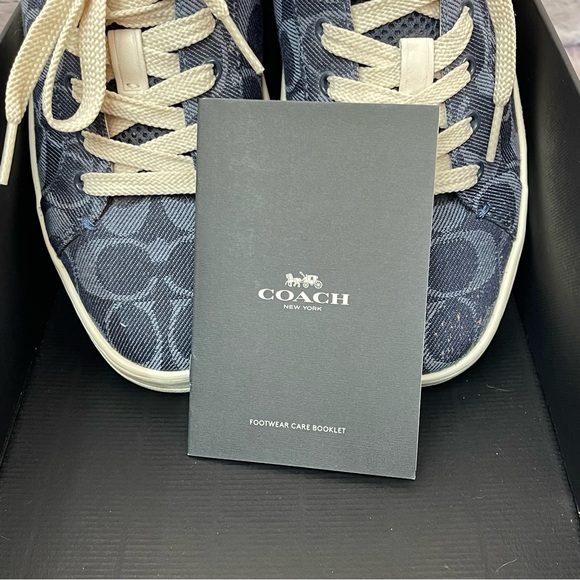 Coach Denim Signature Jacquard Lowtop Sneakers Navy Blue size 9 - Picture 2 of 11
